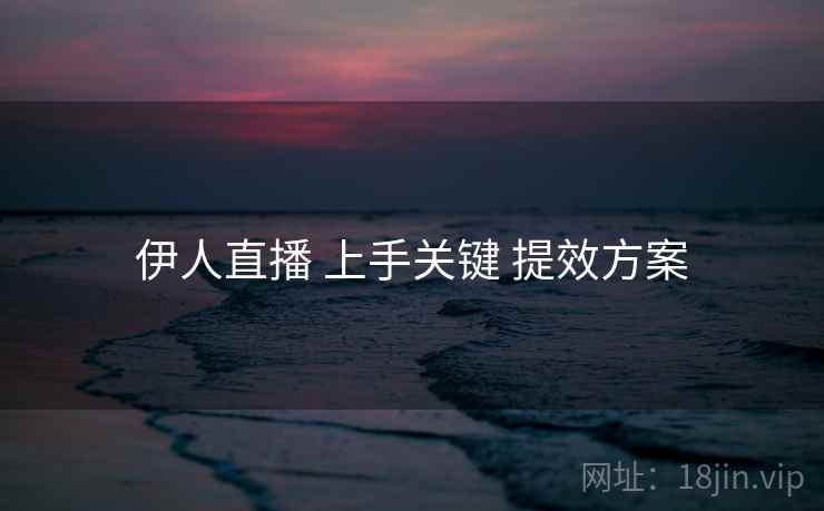 伊人直播 上手关键 提效方案