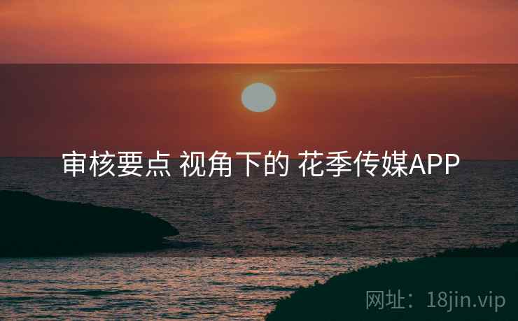 审核要点 视角下的 花季传媒APP